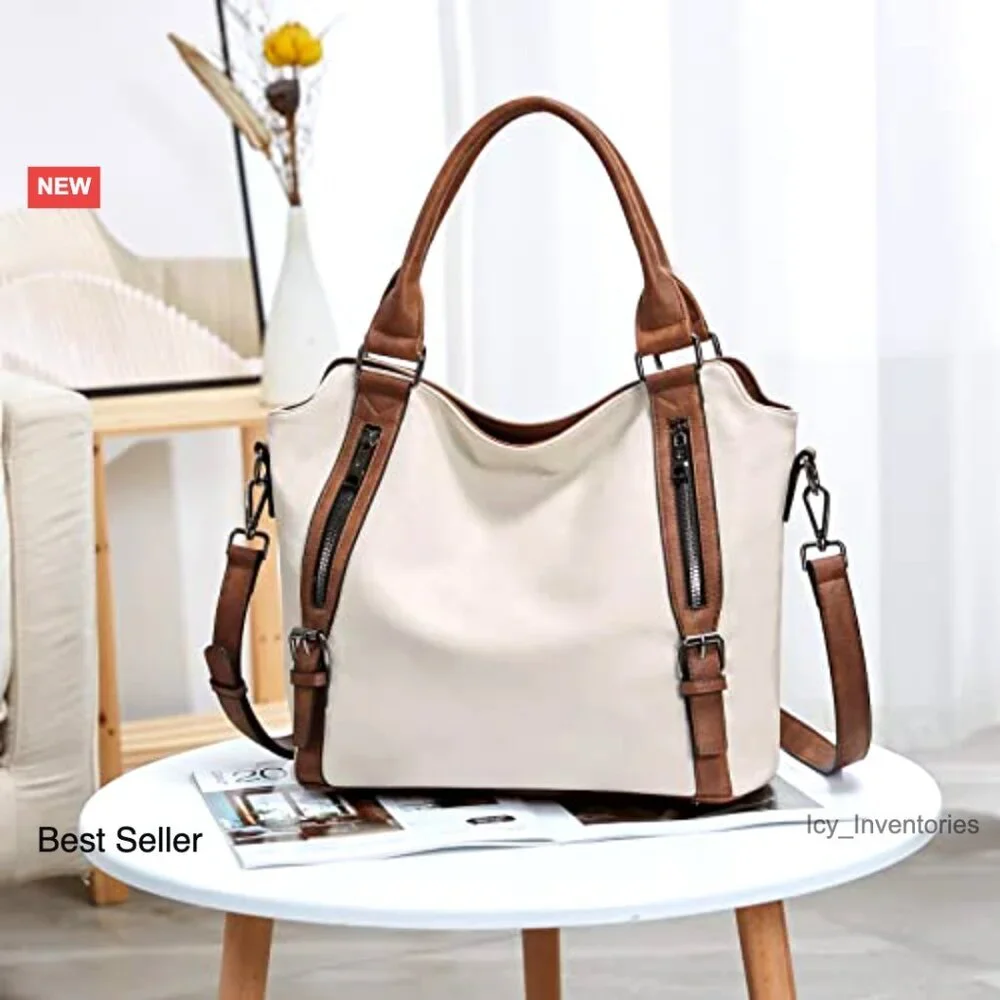 Large Vegan Leather Hobo Bag with Multiple Pockets and Adjustable Strap